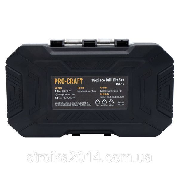 Набор сверл и бит 18шт, S2, Procraft DBS18 1812 фото