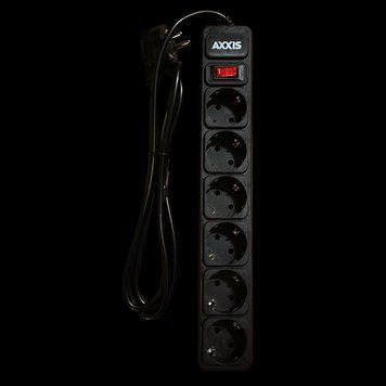 Мережевий фільтр, подовжувач Optima Base 6 3m BLACK провід 3*0,75мм2 ax-1262 48021334032-omg фото