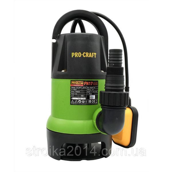 Дренажно-фекальный насос 5м, 7500л/ч, Procraft PN17 17 фото