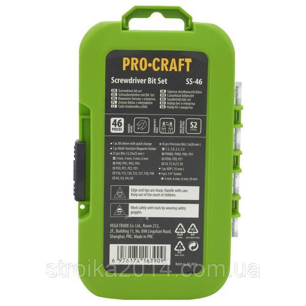 Набор бит 46шт, S2, Procraft SS46 46 фото