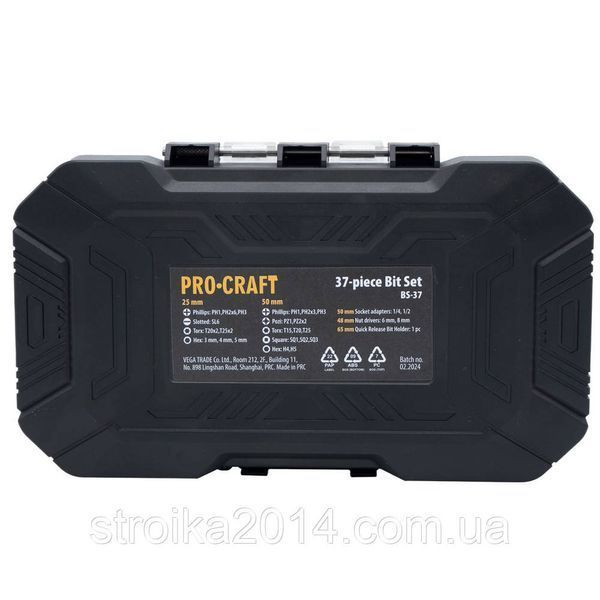 Набор бит 37шт, S2, Procraft BS37 37 фото
